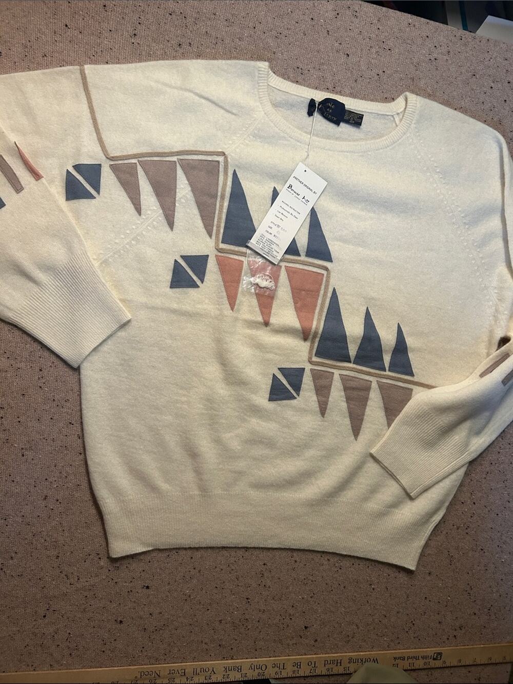 Bonnie Lee Vintage Dead Stock 80's Suede and Wool Crewneck Sweater 48 2X